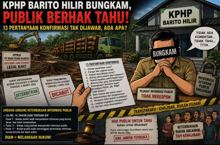 KPHP Barito Hilir Bungkam, Tanda Tanya Pencabutan Surat Kayu PT BPM Belum Terjawab